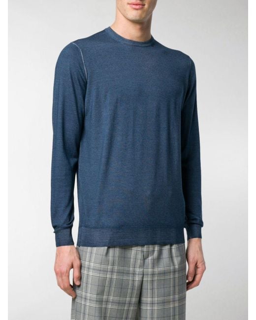 Drumohr Blue Crew-Neck Knitted Sweater for men