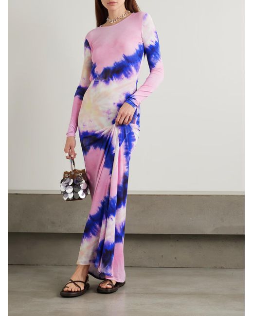 Rabanne Purple Tie-Dye Print Crewneck Dress