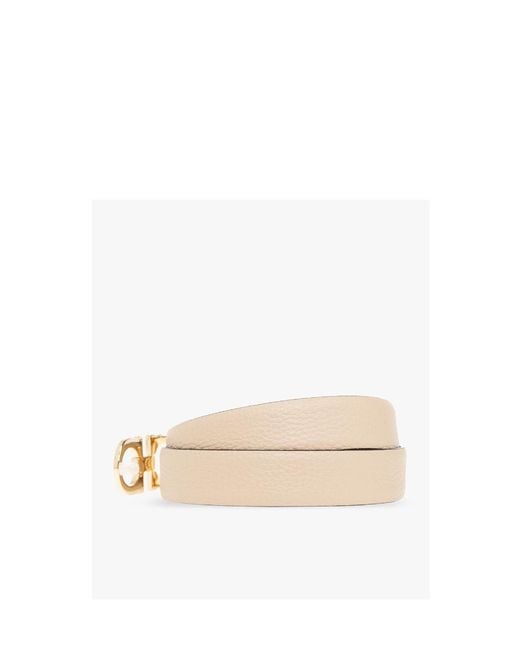 Ferragamo White Ferragamo Gancini Reversible Belt