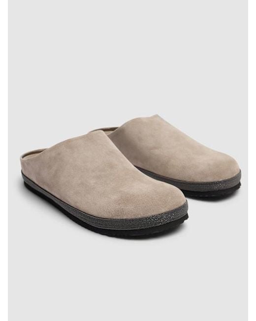 Brunello Cucinelli Brown Round-Toe Mules for men