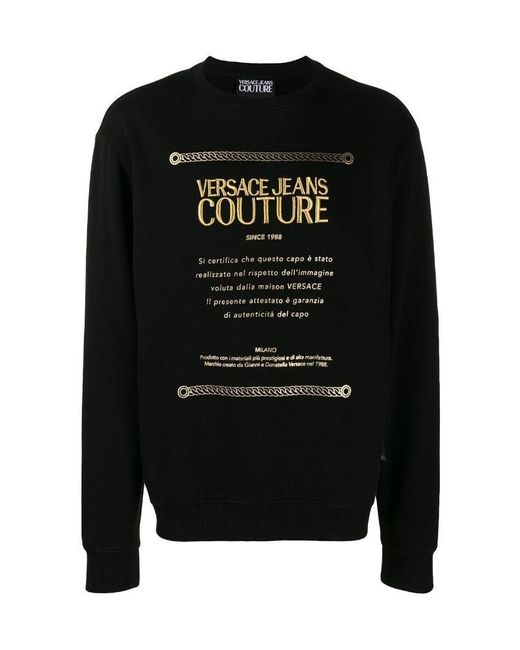 Versace Jeans Black Logo Round Neck Sweater for men