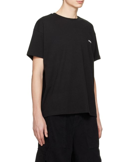 we11done Black Logo-Print Cotton T-Shirt for men