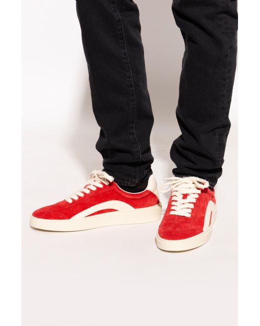DSquared² Red Round-Toe Lace-Up Sneakers for men