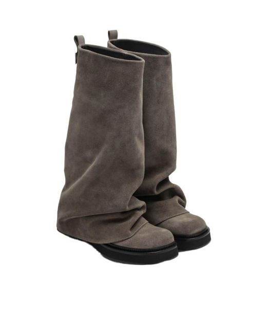 The Attico Brown Robin Suede Combat Boots