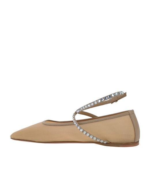 AMINA MUADDI Natural Square-Toed Ballet Shoes
