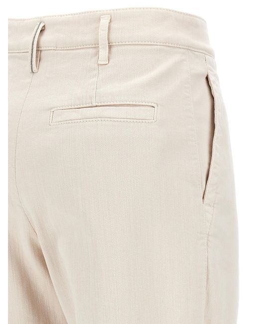 Brunello Cucinelli Natural Pleated Straight Leg Jeans