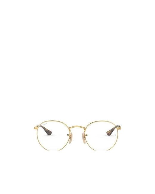 Ray-Ban Natural Round-Frame Metal Glasses for men