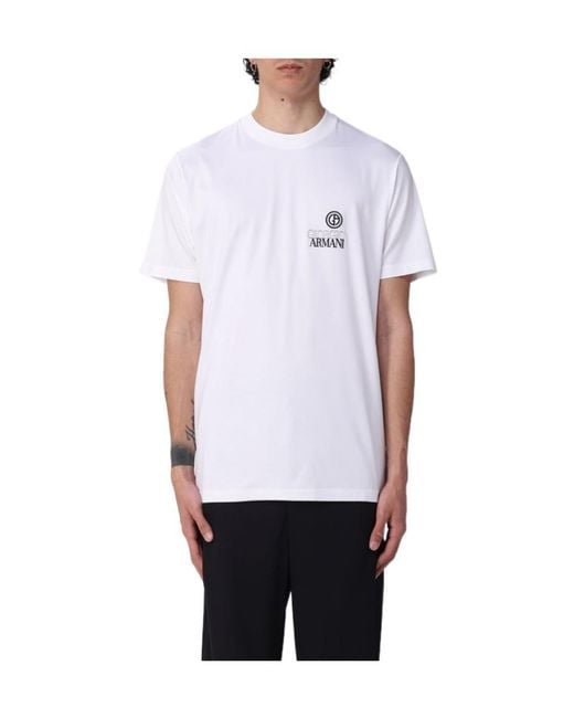 Giorgio Armani White Logo-Print T-Shirt for men