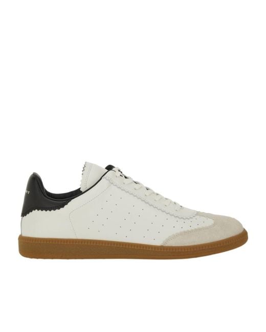 Isabel Marant White Logo Printed Lace-Up Sneakers for men