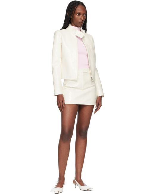 Courreges White Courrèges Fold Iced Leather Slingback Pumps