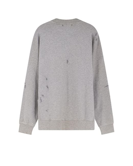 Golden Goose Deluxe Brand Gray Graphic Distressed Sweatshirt for men