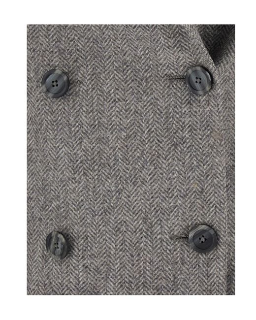 Tagliatore Gray Herringbone Double-Breasted Blazer