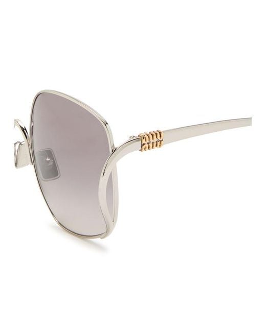 Miu Miu White Oversized Square-Frame Sunglasses
