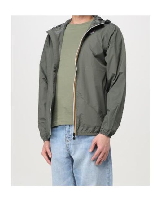 K-Way Gray Logo Zip-Up Jacket for men