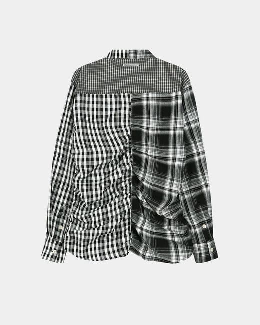 ANDERSSON BELL Black Pleated Plaid Shirt