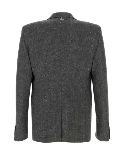 McQueen Gray Single Breasted Embellished Jacket for men