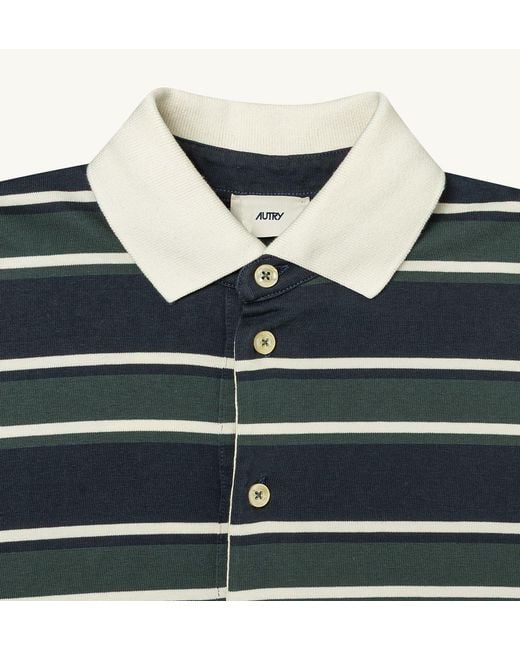 Autry Black Striped Long-Sleeve Polo Shirt for men