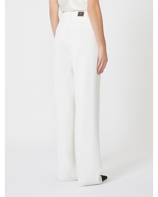 Max Mara White Logo Patch Pleat Detailed Pants
