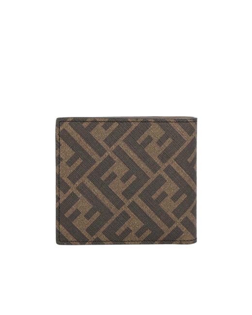 Fendi Gray Ff Monogram Bi-Fold Wallet for men