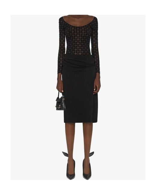 Givenchy Black Monogram Tulle Draped Dress
