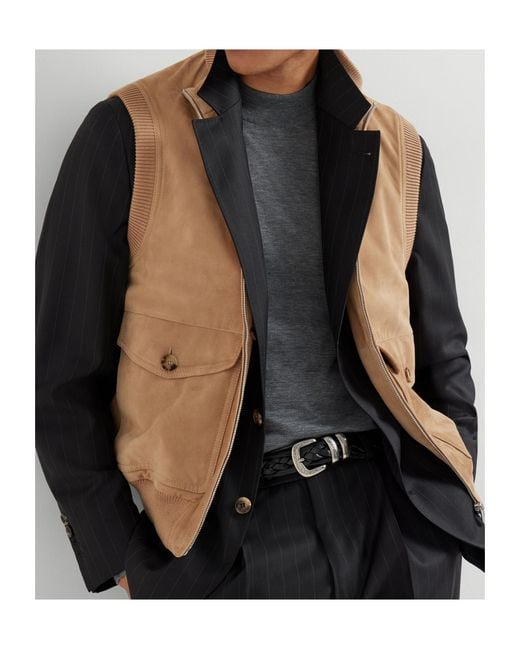 Brunello Cucinelli Natural Suede Padded Gilet for men