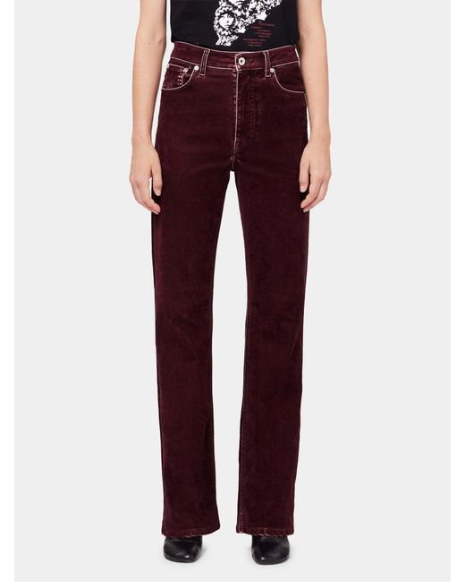 Rabanne Red High-Waist Straight-Leg Velvet Trousers