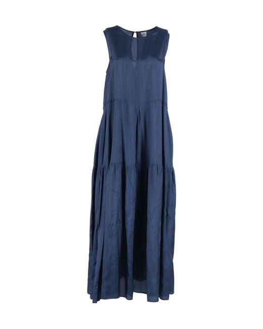 Aspesi Blue Tiered Sleeveless Midi Dress