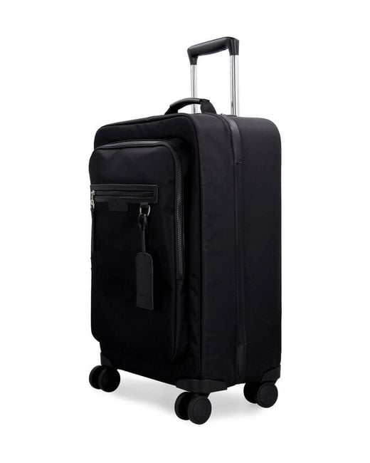 Longchamp Black Leather-Trimmed Wheeled Trolley for men