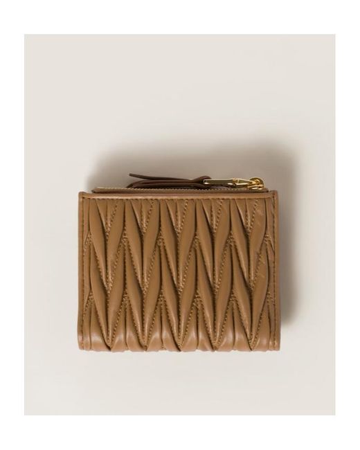Miu Miu Brown Matelassé Nappa Leather Small Wallet
