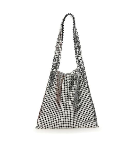 Rabanne White Chainmail Detail Top Handle Bag
