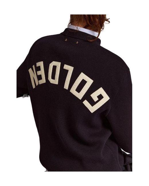 Golden Goose Deluxe Brand Blue Logo Detailed Knitted Jumper for men