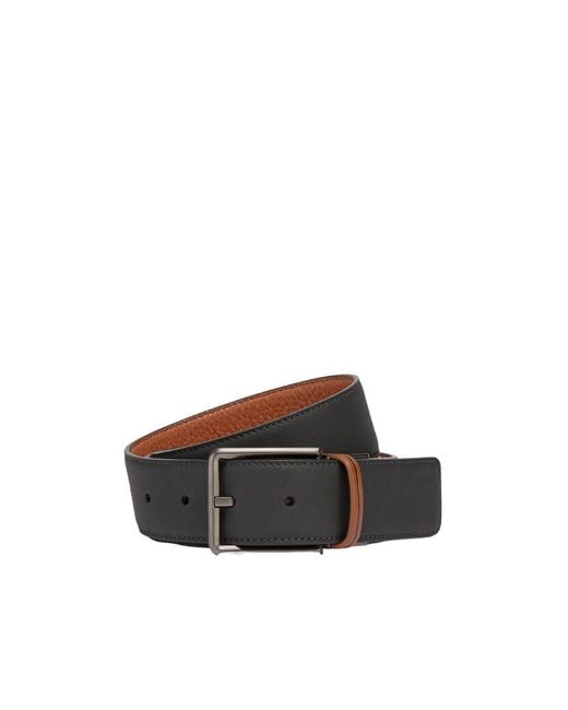 Zegna Brown Reversible Buckle Belt for men