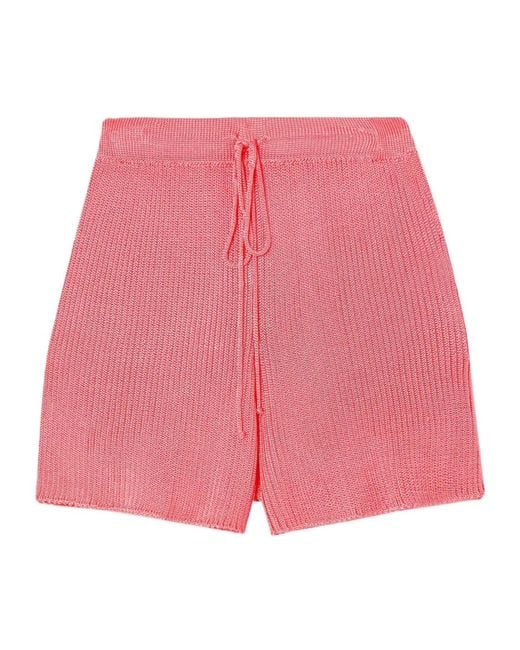 Calle Del Mar Pink High-Waisted Wide-Leg Cotton Trousers