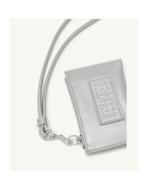 MM6 by Maison Margiela White Numeric-Logo Zipped Wallet for men