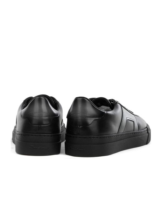 Santoni Black Double Buckle Sneakera for men