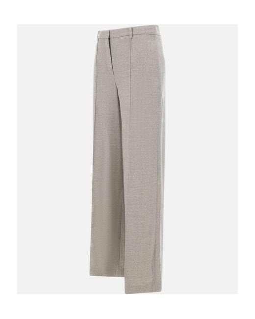 Eleventy Gray Wide-Leg Wool Pants