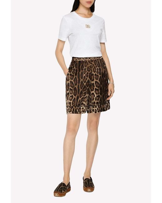 Dolce & Gabbana Multicolor Leopard-Printed Elasticated Waistband Shorts