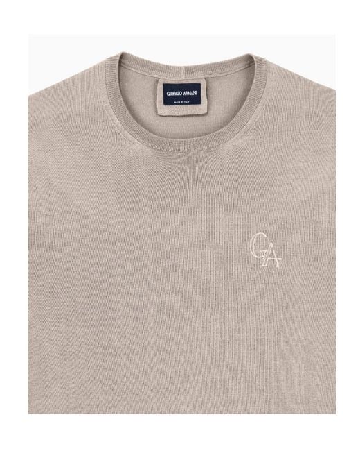 Giorgio Armani White Embroidered Logo T-Shirt for men