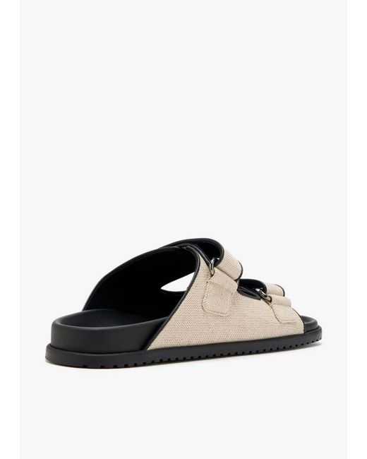 Dolce & Gabbana White Double-Strap Canvas Slides for men