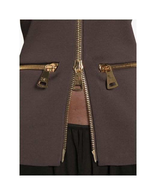 Elisabetta Franchi Brown Knit Zip Cardigan
