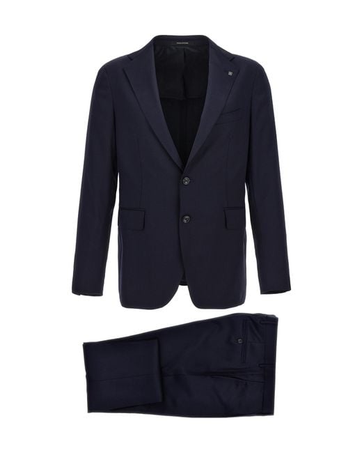 Tagliatore Blue Single-Breasted Two Piece Suit for men