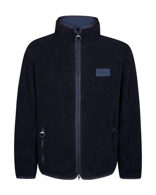 Barbour Blue Logo Embroidered Reversible Fleece Jacket for men