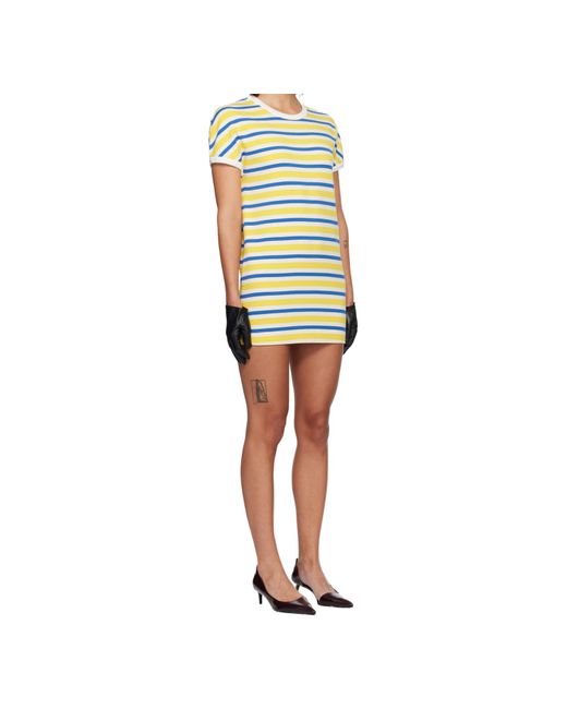 MM6 by Maison Margiela Yellow Striped Short-Sleeve Dress