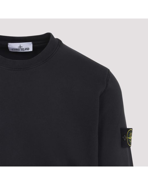 Stone Island Blue Crew-Neck Logo-Patch Sweatshirt for men