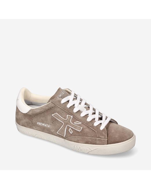 Premiata Brown Logo Lace Up Sneakers for men