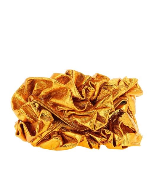 Dries Van Noten Orange Ruffle Clutch Bag
