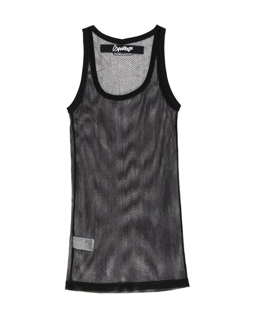 DSquared² Black Longline Mesh Tank Top
