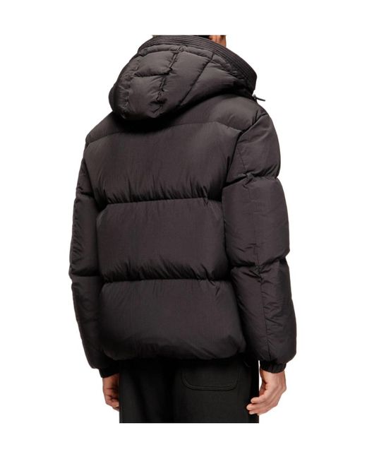 DIESEL Black W-Rolfys Logo-Patch Down Jacket for men