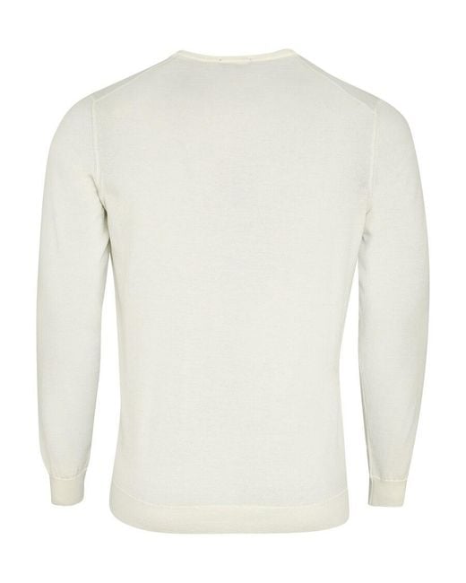 Drumohr White Crew-Neck Cotton Jumper for men