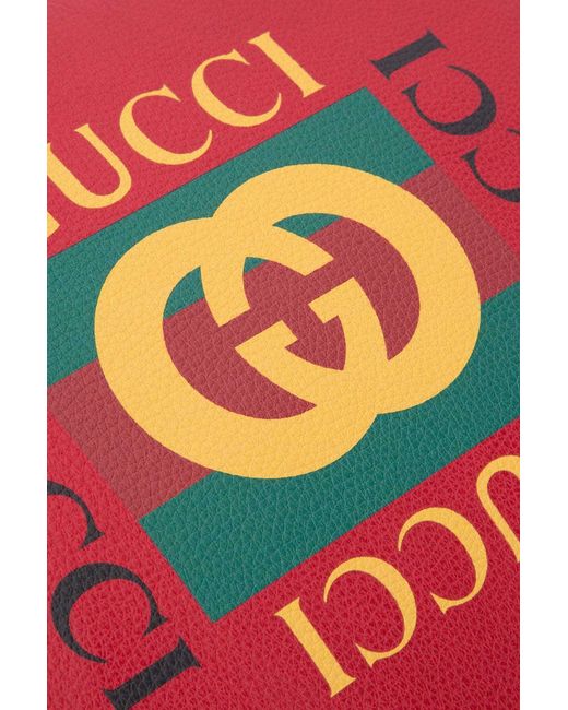 Gucci Red Medium Logo Printed Handbag for men